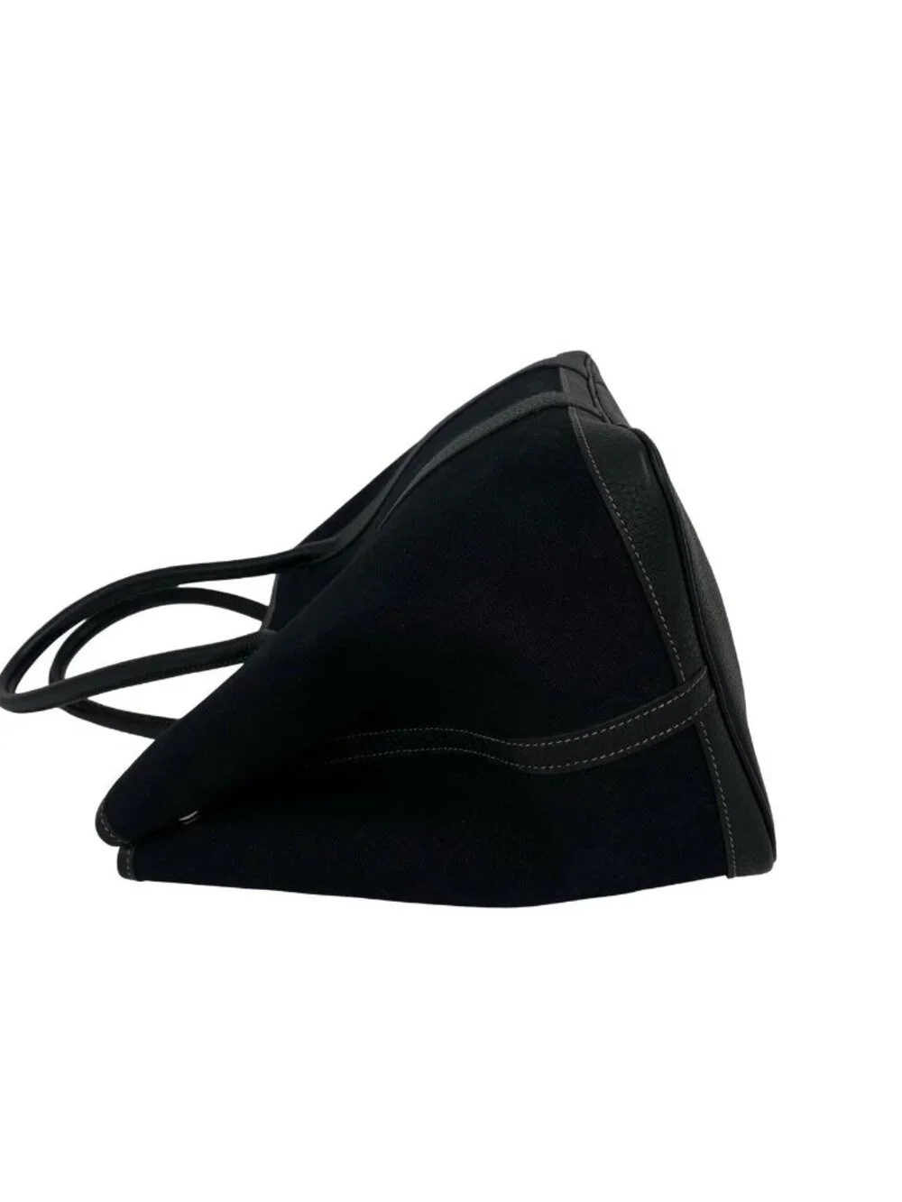 Hermes Garden Party PM Toile Officier Buffalo Tote Bag Black